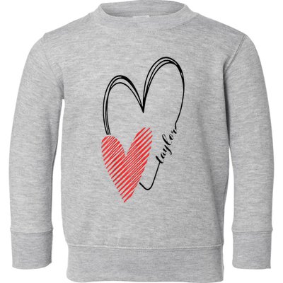 Taylor First Name I Love Taylor Girl With Heart Toddler Sweatshirt