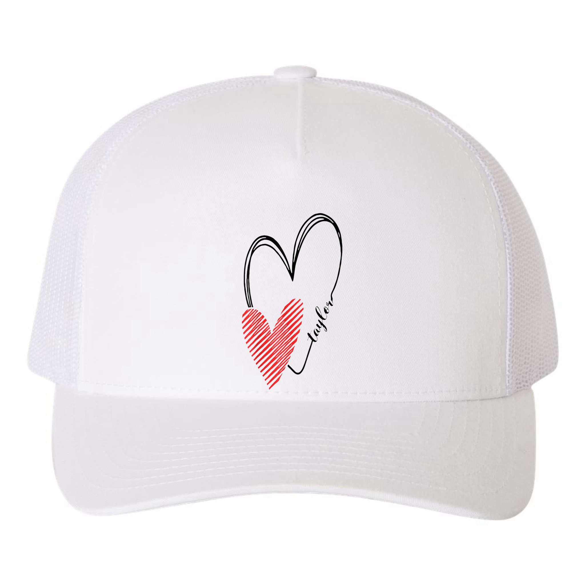 Taylor First Name I Love Taylor Girl With Heart Yupoong Adult 5-Panel Trucker Hat