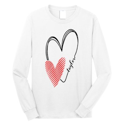 Taylor First Name I Love Taylor Girl With Heart Long Sleeve Shirt