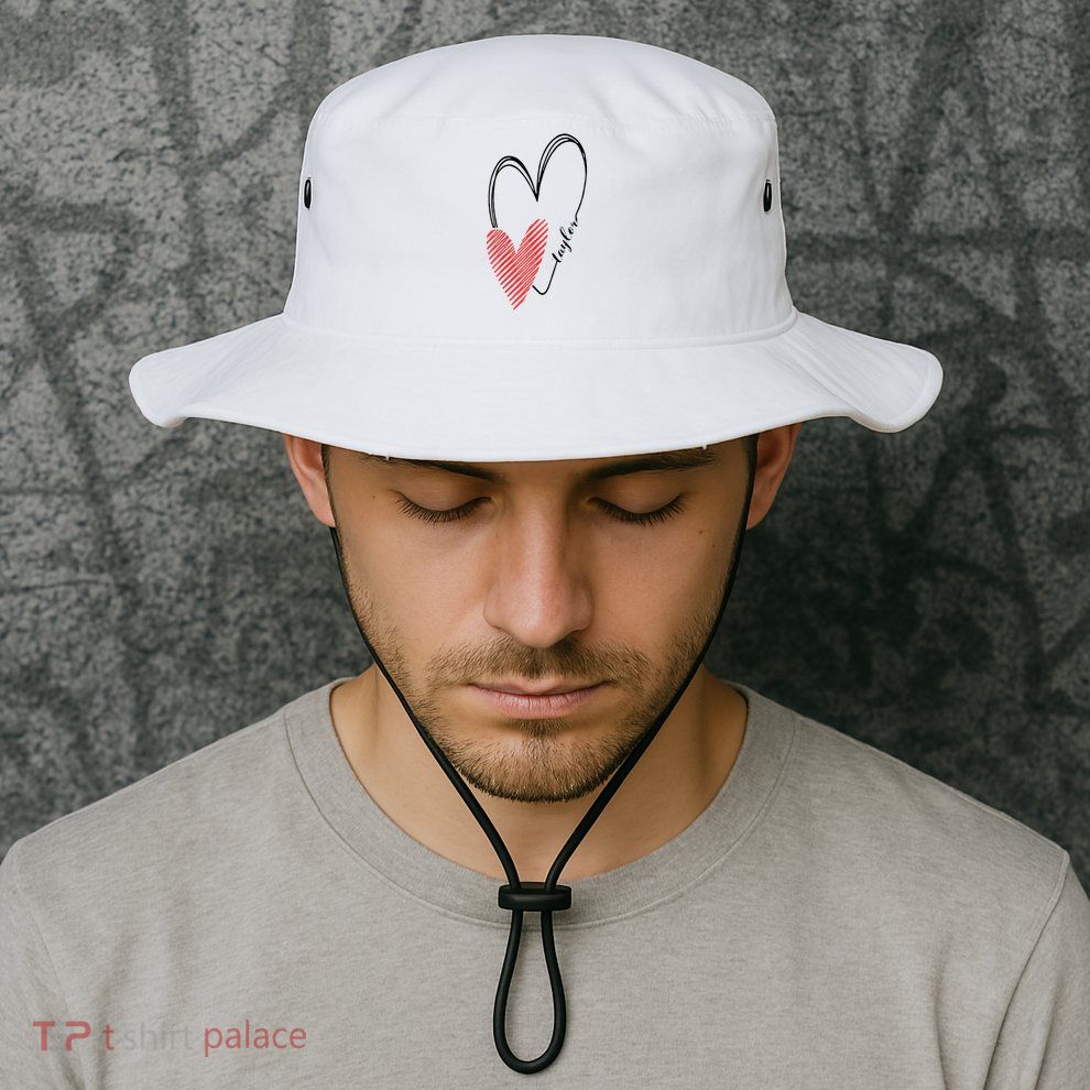 Taylor First Name I Love Taylor Girl With Heart Bucket Hat