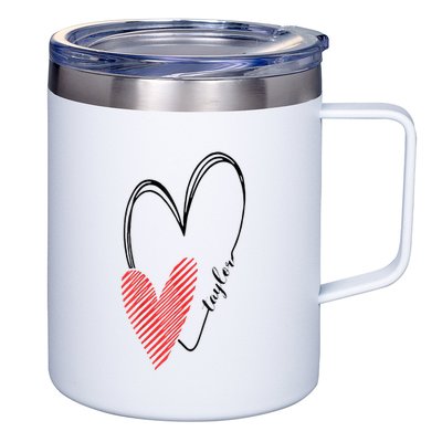 Taylor First Name I Love Taylor Girl With Heart 12oz Stainless Steel Coffee Mug