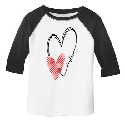 Taylor First Name I Love Taylor Girl With Heart Toddler Fine Jersey T-Shirt