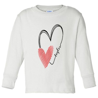 Taylor First Name I Love Taylor Girl With Heart Toddler Long Sleeve Shirt