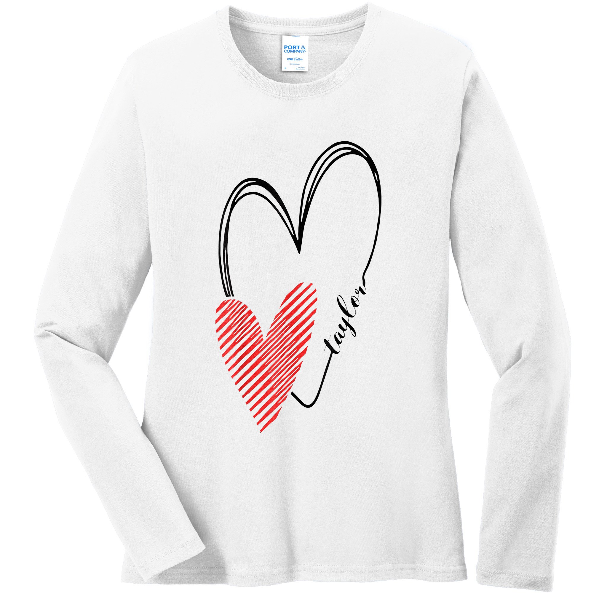 Taylor First Name I Love Taylor Girl With Heart Ladies Long Sleeve Shirt