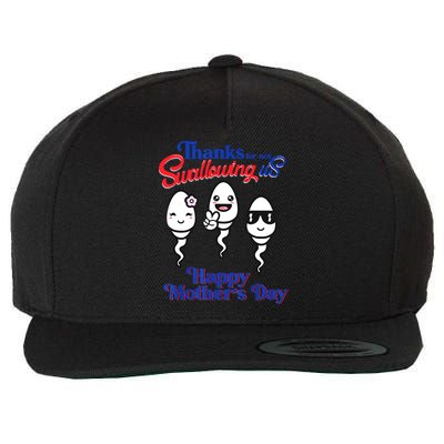 Thanks For Not Swallowing Us Happy Mother's Day Father's Day Wool Snapback Cap