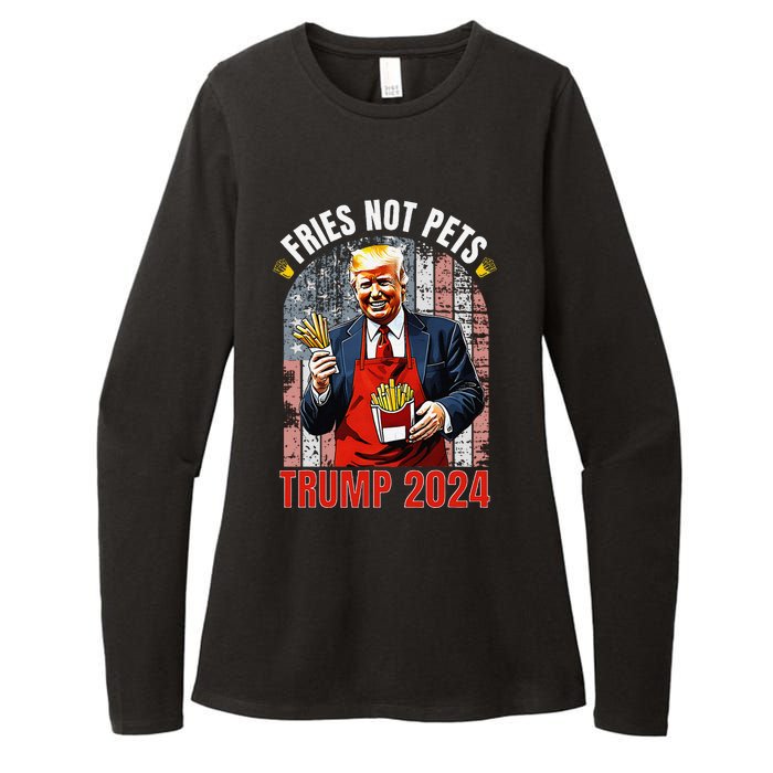 Trump Fries Not Pets 2024 Makes Fries Great Again Funny Don Womens CVC Long Sleeve Shirt