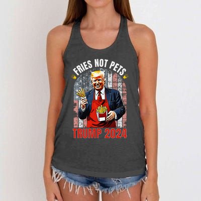 Trump Fries Not Pets 2024 Makes Fries Great Again Funny Don Women's Knotted Racerback Tank