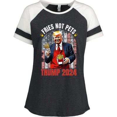 Trump Fries Not Pets 2024 Makes Fries Great Again Funny Don Enza Ladies Jersey Colorblock Tee