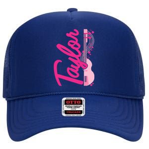 Taylor First Name Personalized Groovy 80S High Crown Mesh Back Trucker Hat