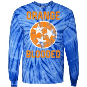 Tennessee Fan Orange Blooded Vol Sports Fan State Flag TN Tie-Dye Long Sleeve Shirt