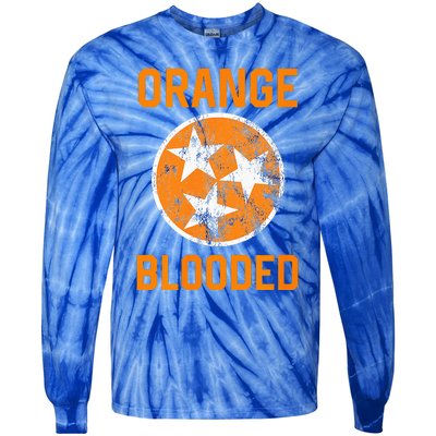 Tennessee Fan Orange Blooded Vol Sports Fan State Flag TN Tie-Dye Long Sleeve Shirt