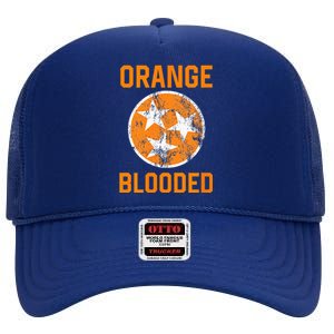 Tennessee Fan Orange Blooded Vol Sports Fan State Flag TN High Crown Mesh Back Trucker Hat