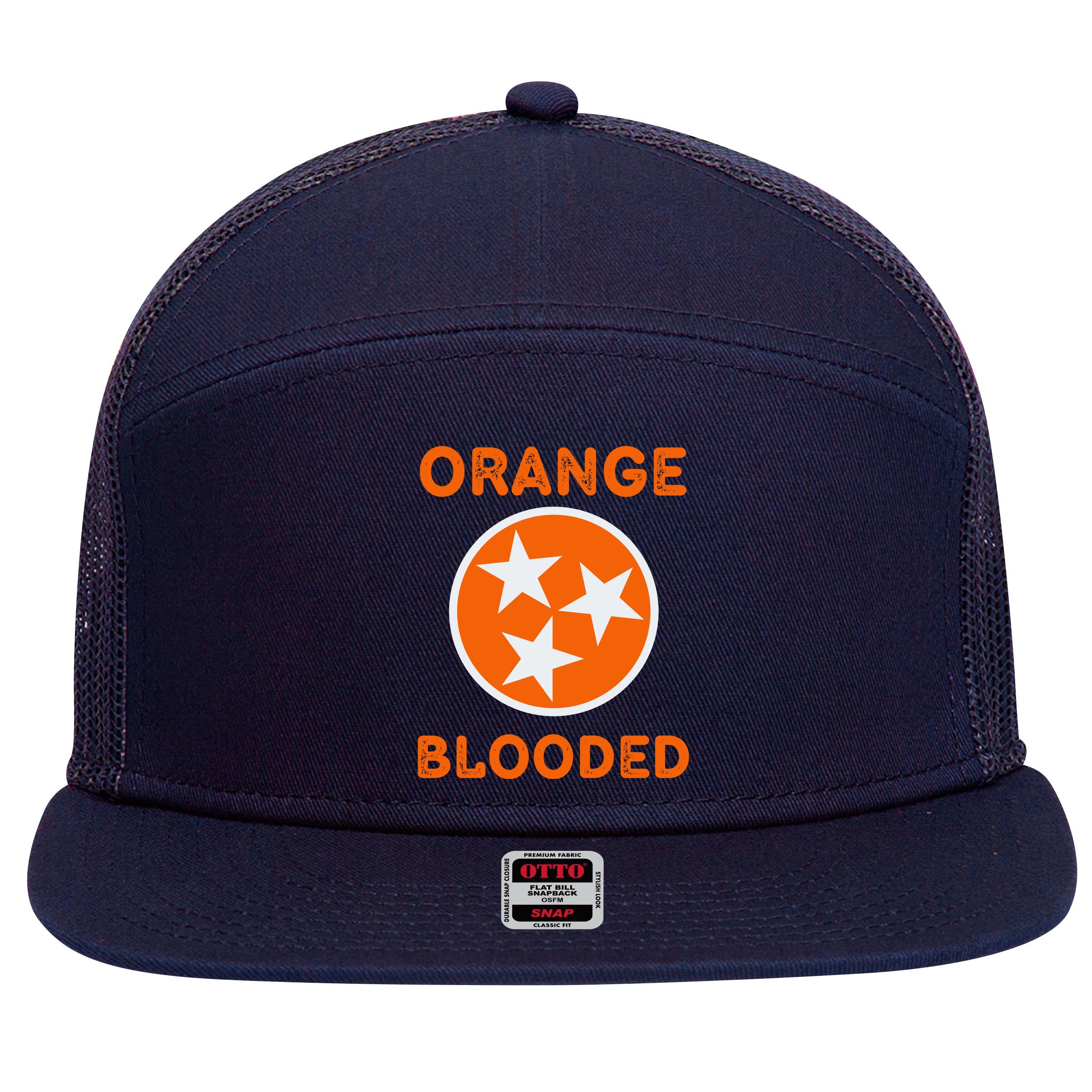 Tennessee Fan Orange Blooded Vol Sports Fan State Flag TN 7 Panel Mesh Trucker Snapback Hat