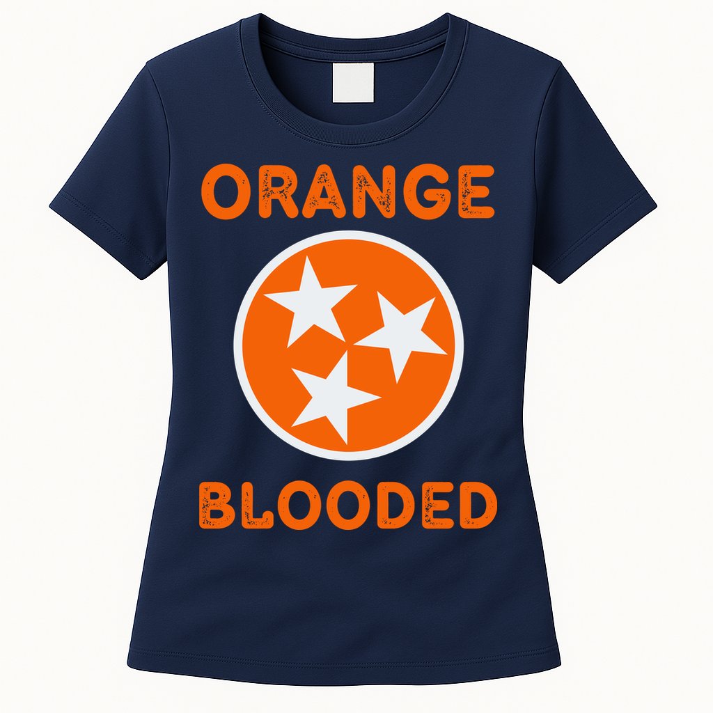 Tennessee Fan Orange Blooded Vol Sports Fan State Flag TN Womens T-Shirt