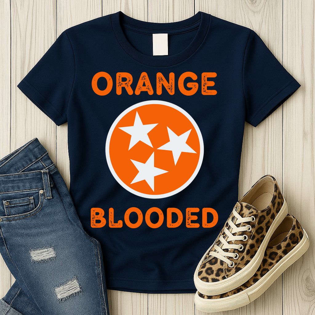 Tennessee Fan Orange Blooded Vol Sports Fan State Flag TN Womens T-Shirt