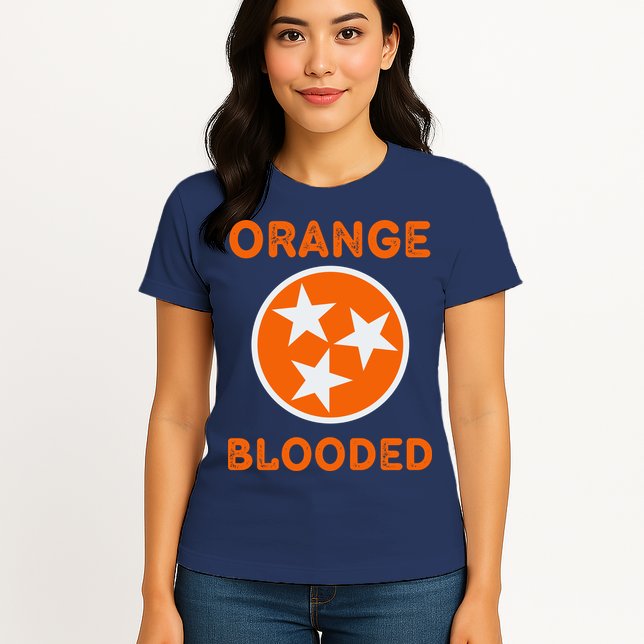 Tennessee Fan Orange Blooded Vol Sports Fan State Flag TN Womens T-Shirt