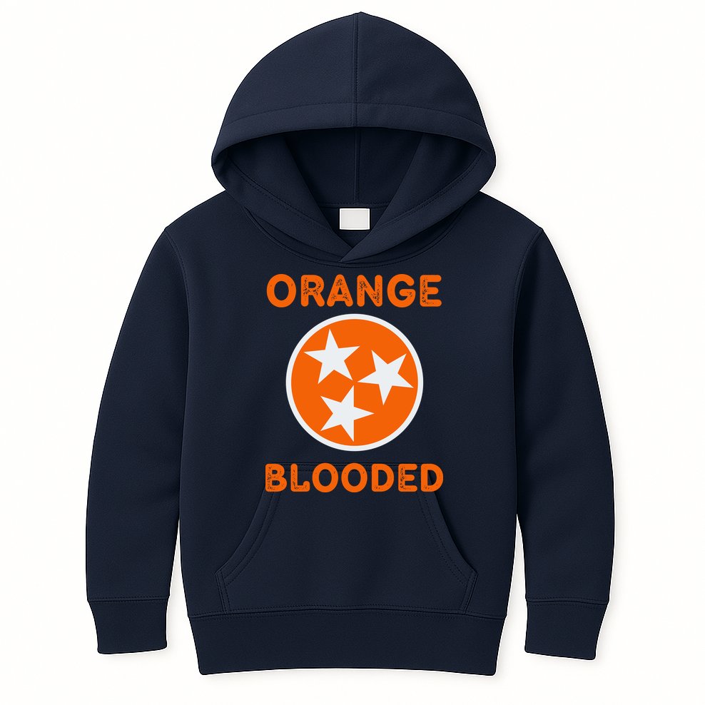 Tennessee Fan Orange Blooded Vol Sports Fan State Flag TN Kids Hoodie