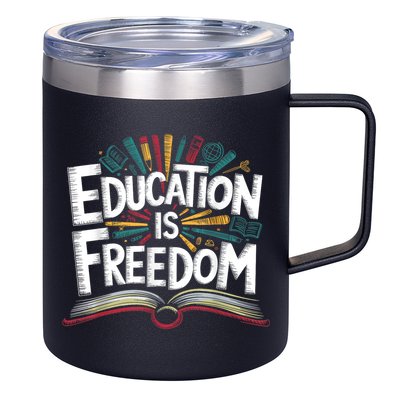 The Freedom Of Knowledge Black History Teacher 12oz Stainless Steel Coffee Mug