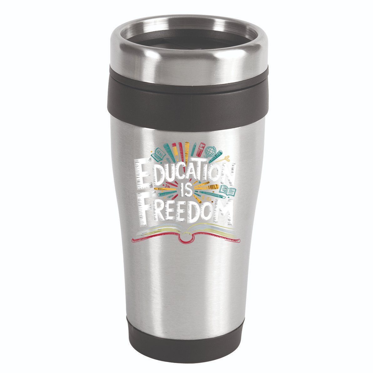 The Freedom Of Knowledge Black History Teacher 16oz Travel Tumbler