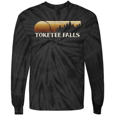 Toketee Falls Or Vintage Evergreen Sunset Eighties Tie-Dye Long Sleeve Shirt