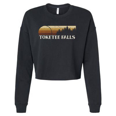 Toketee Falls Or Vintage Evergreen Sunset Eighties Cropped Pullover Crew