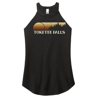 Toketee Falls Or Vintage Evergreen Sunset Eighties Women's Perfect Tri Rocker Tank