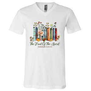 The Fruit Of The Spirit Bible Verse Floral Books Christian V-Neck T-Shirt