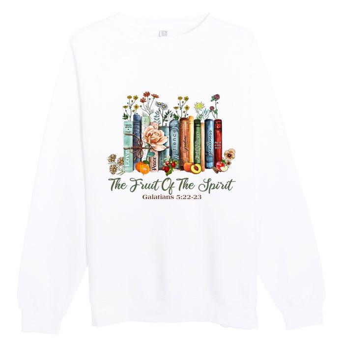 The Fruit Of The Spirit Bible Verse Floral Books Christian Premium Crewneck Sweatshirt