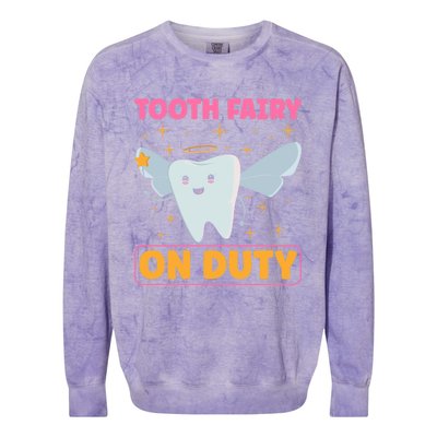 Tooth Fairy On Duty Tooth Fairy Costume Dentist Hygienist Cute Gift Colorblast Crewneck Sweatshirt