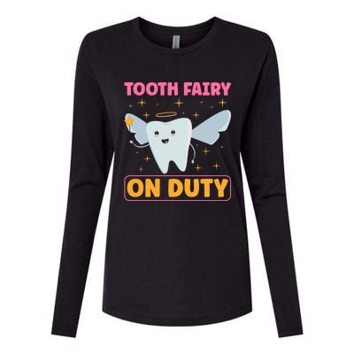 Tooth Fairy On Duty Tooth Fairy Costume Dentist Hygienist Cute Gift Womens Cotton Relaxed Long Sleeve T-Shirt