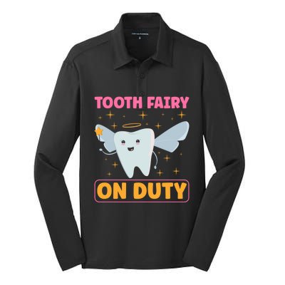 Tooth Fairy On Duty Tooth Fairy Costume Dentist Hygienist Cute Gift Silk Touch Performance Long Sleeve Polo