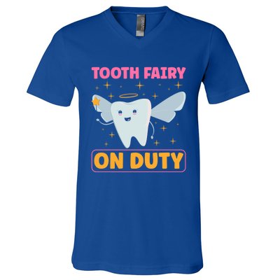 Tooth Fairy On Duty Tooth Fairy Costume Dentist Hygienist Cute Gift V-Neck T-Shirt