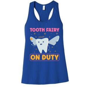 Tooth Fairy On Duty Tooth Fairy Costume Dentist Hygienist Cute Gift Women's Racerback Tank