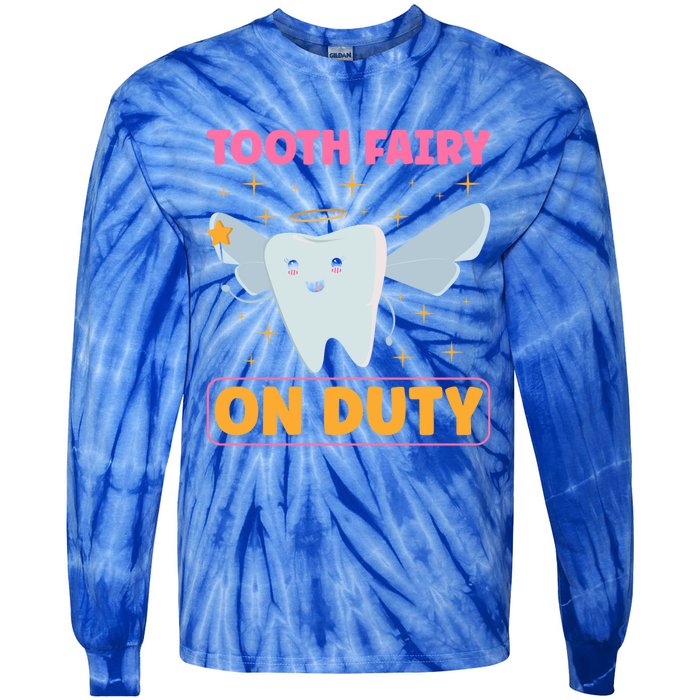 Tooth Fairy On Duty Tooth Fairy Costume Dentist Hygienist Cute Gift Tie-Dye Long Sleeve Shirt