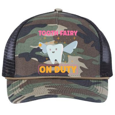 Tooth Fairy On Duty Tooth Fairy Costume Dentist Hygienist Cute Gift Retro Rope Trucker Hat Cap