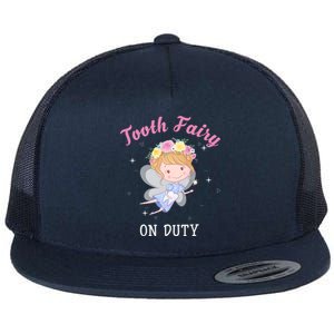 Tooth Fairy On Duty Cute Tooth Fairy Dental Costume Cool Gift Flat Bill Trucker Hat