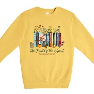 The Fruit Of The Spirit Bible Verse Floral Books Christian Premium Crewneck Sweatshirt