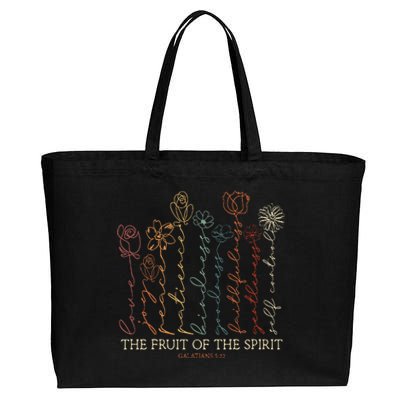 The Fruit Of The Spirit Galatians 522 Floral Christian Cotton Canvas Jumbo Tote