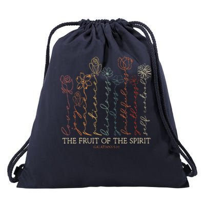 The Fruit Of The Spirit Galatians 522 Floral Christian Drawstring Bag