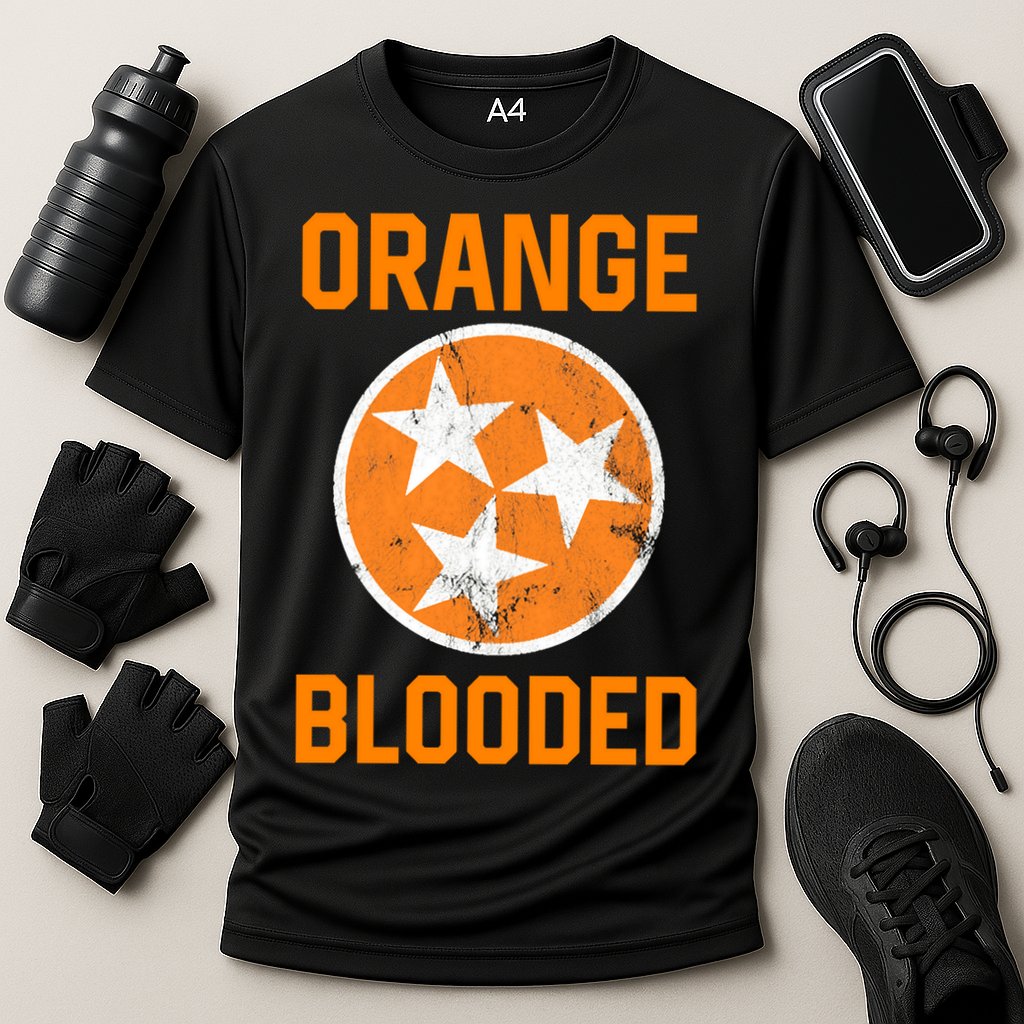Tennessee Fan Orange Blooded Funny Sports Fan State Flag Tn Cooling Performance Crew T-Shirt