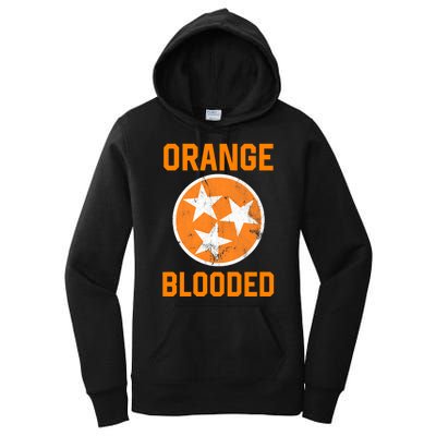 Tennessee Fan Orange Blooded Funny Sports Fan State Flag Tn Women's Pullover Hoodie