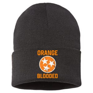 Tennessee Fan Orange Blooded Funny Sports Fan State Flag Tn Sustainable Knit Beanie