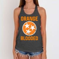 Tennessee Fan Orange Blooded Funny Sports Fan State Flag Tn Women's Knotted Racerback Tank