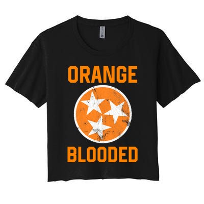 Tennessee Fan Orange Blooded Funny Sports Fan State Flag Tn Women's Crop Top Tee