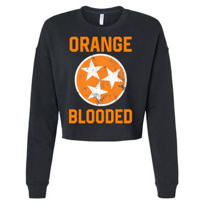 Tennessee Fan Orange Blooded Funny Sports Fan State Flag Tn Cropped Pullover Crew