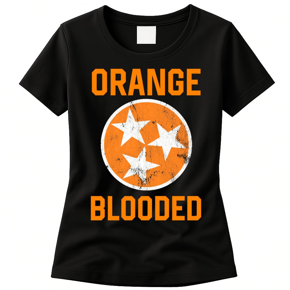 Tennessee Fan Orange Blooded Funny Sports Fan State Flag Tn Womens T-Shirt