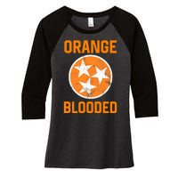 Tennessee Fan Orange Blooded Funny Sports Fan State Flag Tn Women's Tri-Blend 3/4-Sleeve Raglan Shirt