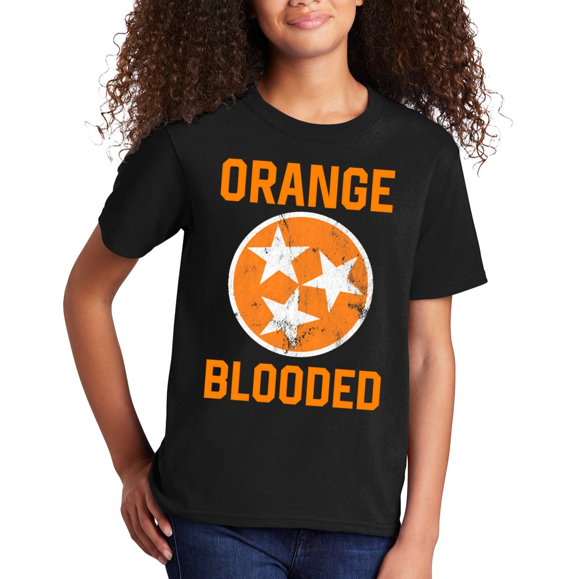 Tennessee Fan Orange Blooded Funny Sports Fan State Flag Tn Kids T-Shirt