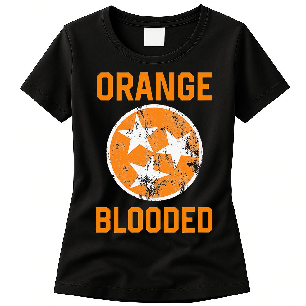 Tennessee Fan Orange Blooded Vol Sports Fan State Flag TN Womens T-Shirt