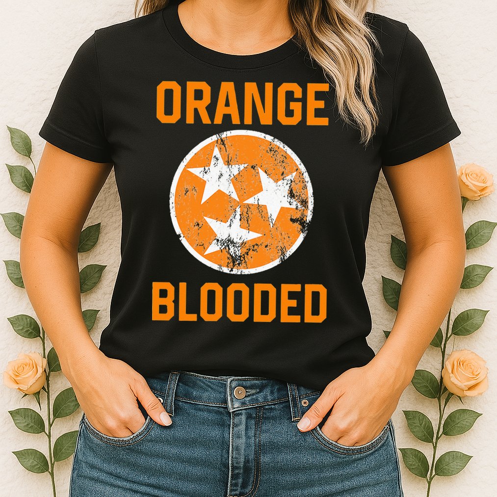 Tennessee Fan Orange Blooded Vol Sports Fan State Flag TN Womens T-Shirt